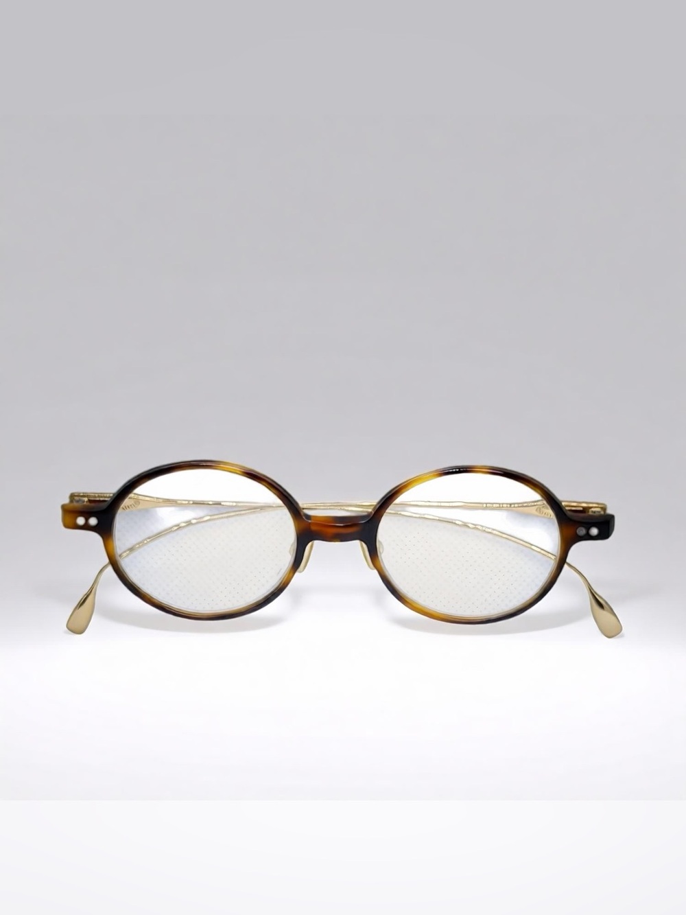 DITA-Style Round Oval Tortoise Acetate Eyeglasses Frame w/Gold Titanium Temples